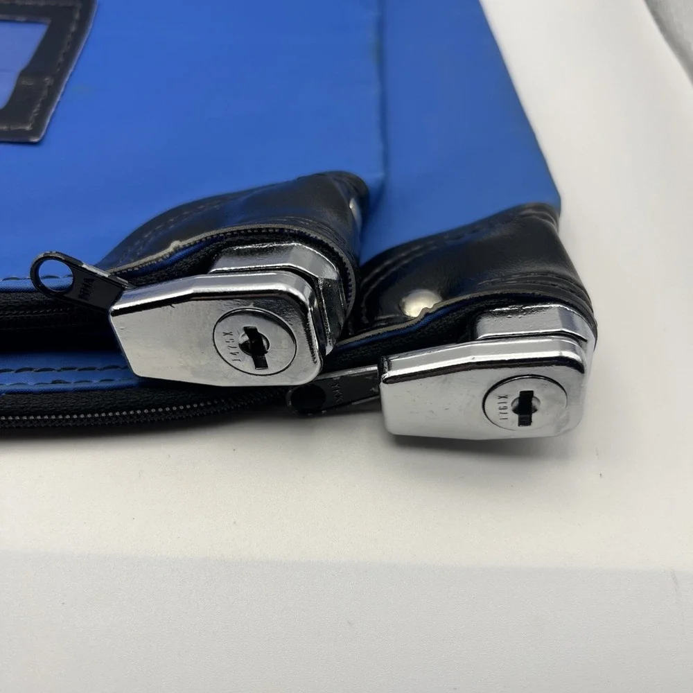 2X MMF Industries 7-Pin Locking Deposit Bag Security Money Pouch Navy Blue Keyed